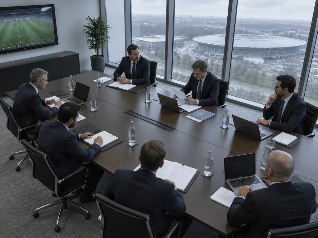 Ledamöter samlade kring ett konferensbord i ett möte om ligans regelverk